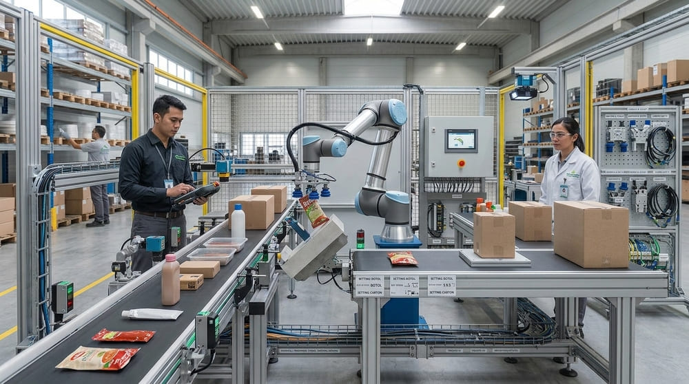 Proses packing dengan robot